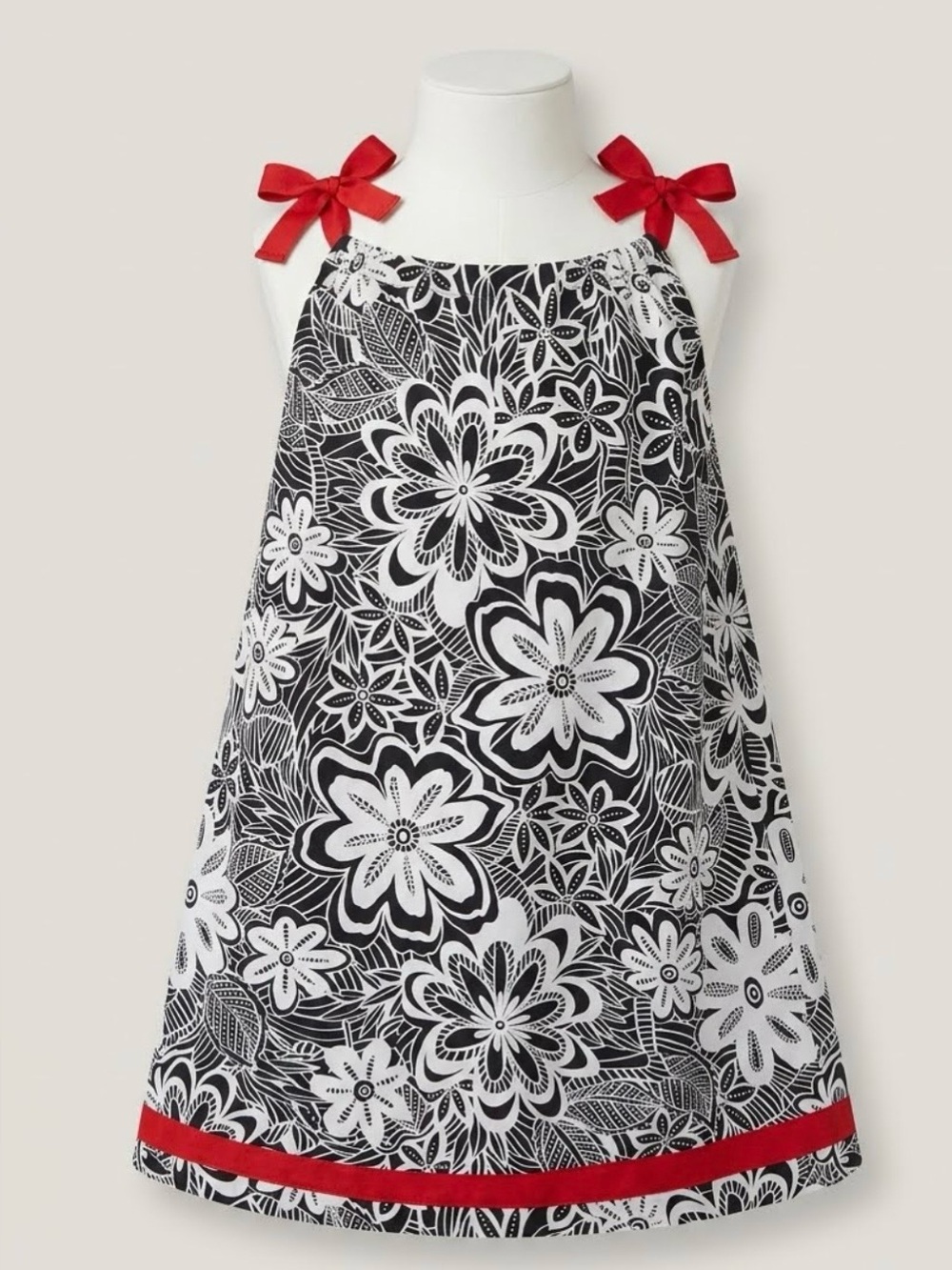 Hanna Andersson girls Black and White  Floral Print Cotton Dress - size 6